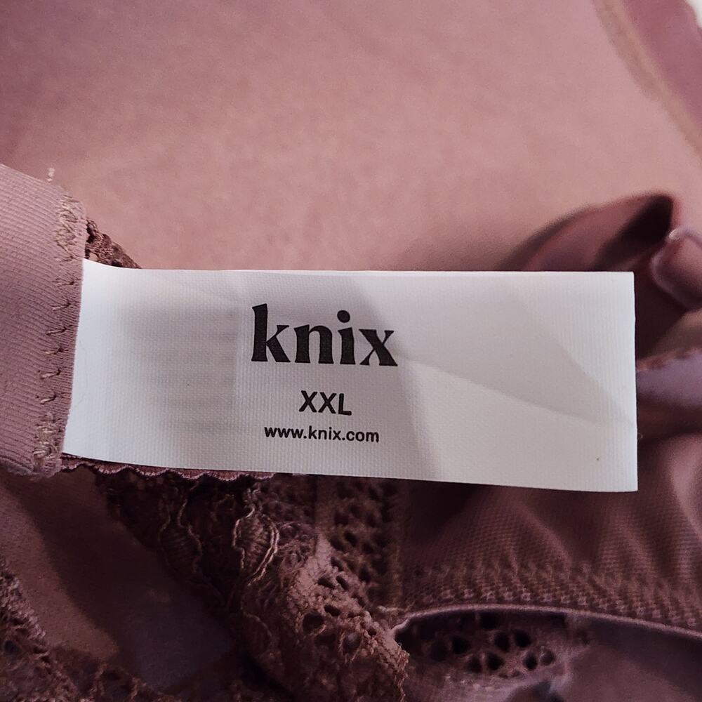 Knix Deep V‎ Lace Bralette Vintage Plum XXL NWT - Picture 5 of 7
